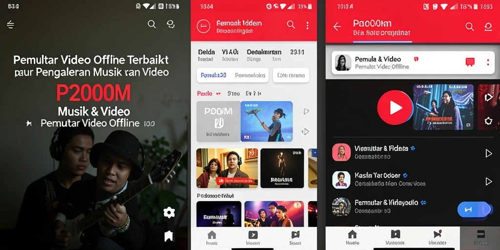 Tampilan antarmuka P200M yang memudahkan pemutaran video offline.