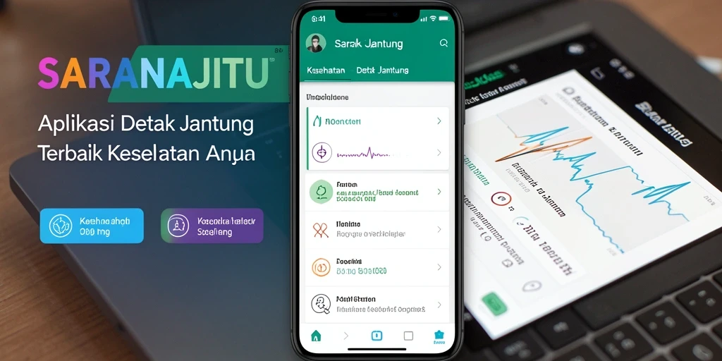 Tampilan antarmuka aplikasi SARANAJITU untuk pemantauan detak jantung.