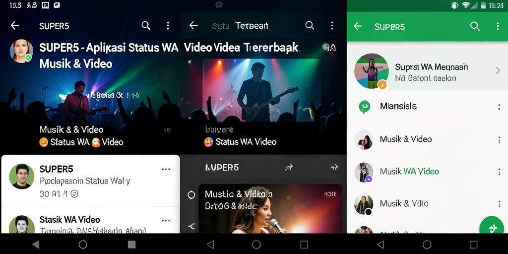 Antarmuka aplikasi SUPER5 menampilkan pilihan video musik yang beragam.